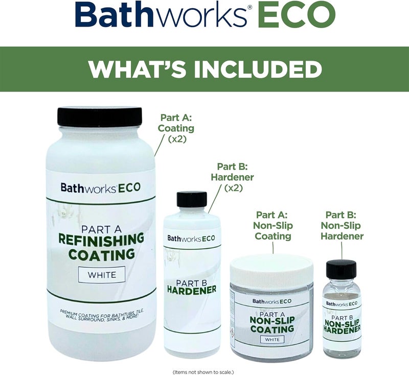 Bathworks ECO Essentials Roll-On Refinishing Kit - 26 fl oz (1.6 Pint), Low Odor, Low VOC, DIY Epoxy Coating with Non-Slip Application - High Gloss White Finish for Bathtubs, Tile, Sinks, Showers & Countertops - Image 3